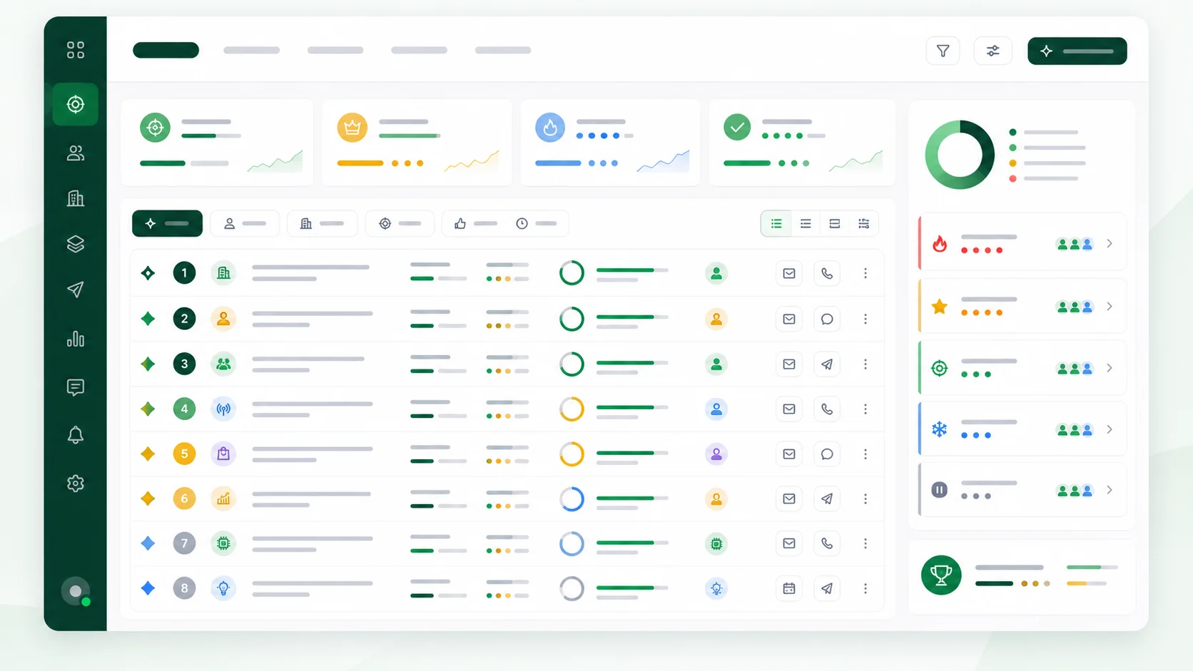 Mockup de ranking comercial de leads priorizados por scoring IA